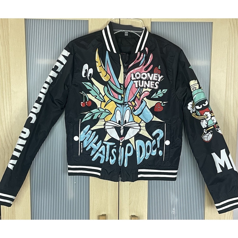 Members Only Looney Tunes Bomber Kids Teen Jacket Sz 10-12 Puffer‎ Casual